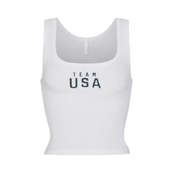 SKIMS Team USA White Crop Tank Top - Picture 1 of 5